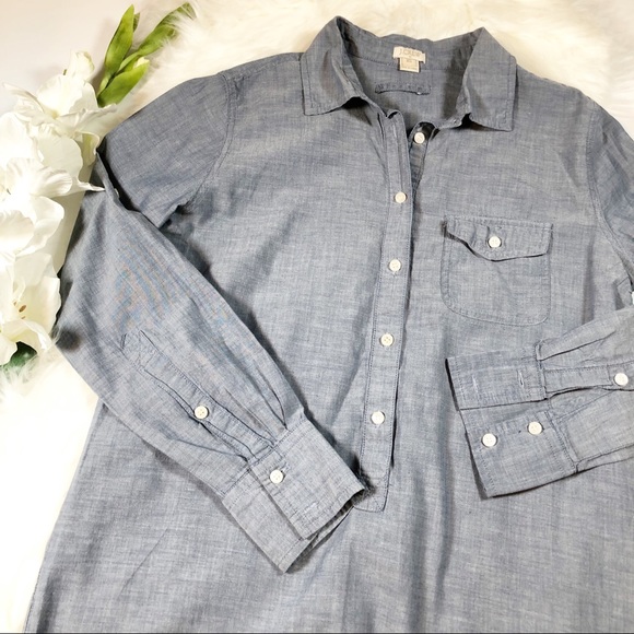 J.Crew Chambray Long Tunic Shirt Popover XS - Picture 5 of 8